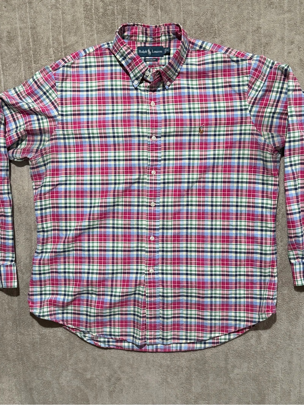 Polo Ralph Lauren Mens XL Madras Plaid Shirt Custom Fit Multicolor Button Preppy